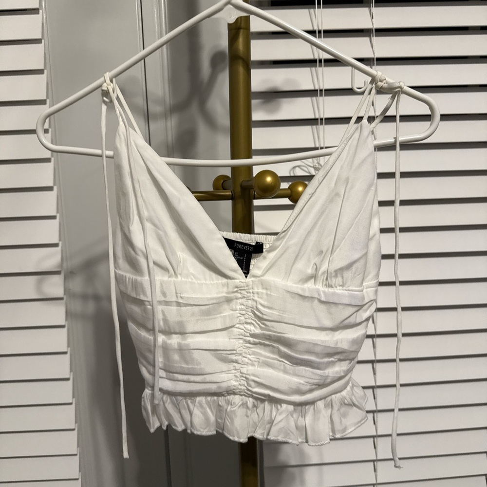 Forever 21 White Ruched Camisole
